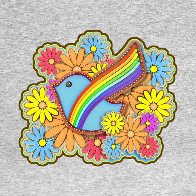 Hippie Flower Power Rainbow Dove by AlondraHanley